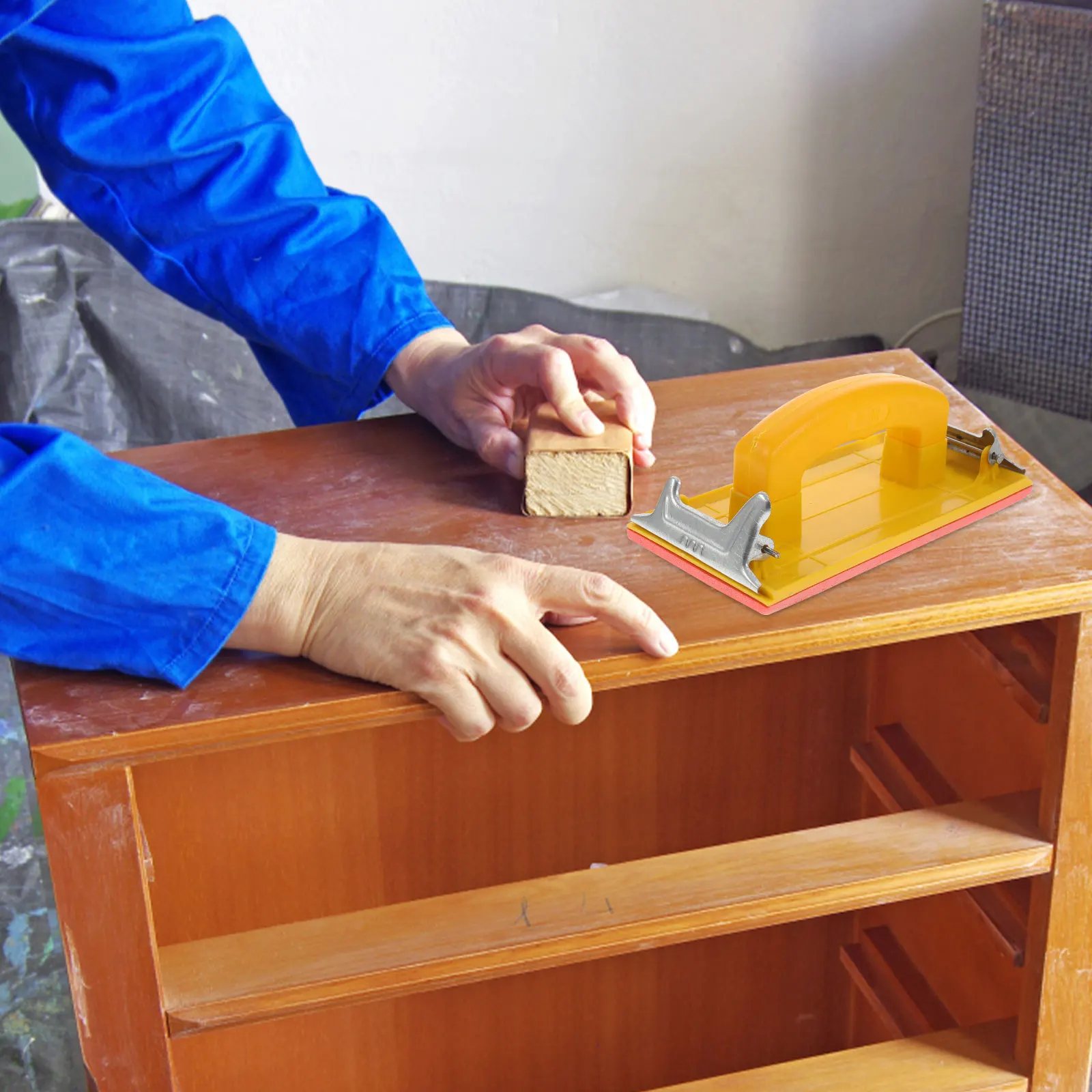 

Sandpaper Holder Hand Grip Ergonomic Rubber Handle Clamp Easy Use for Drywall Wood Metal Sanding Polishing Grinding Tool