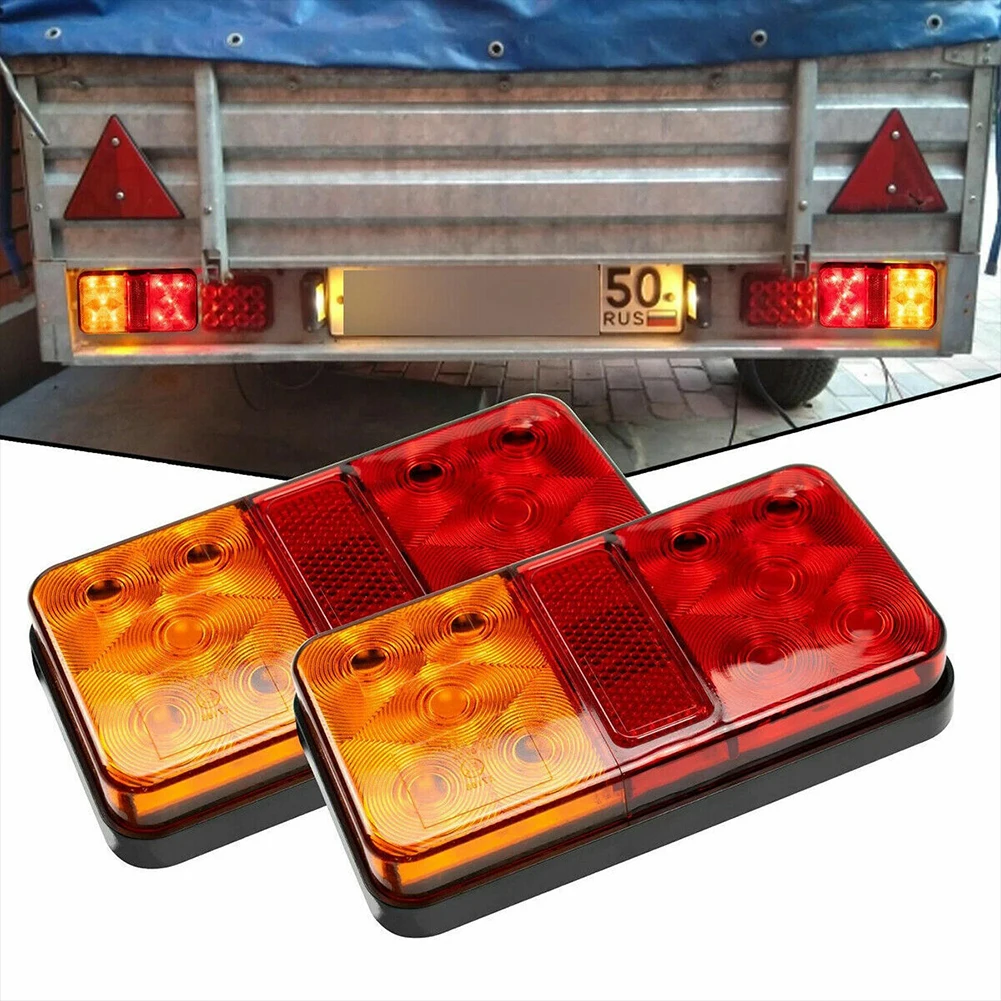 

Rear Tail Light 2Pcs Dual Color 10 LED Truck Trailer Light Rear Brake Stop Turn Signal Tail Lights Warning Lamp