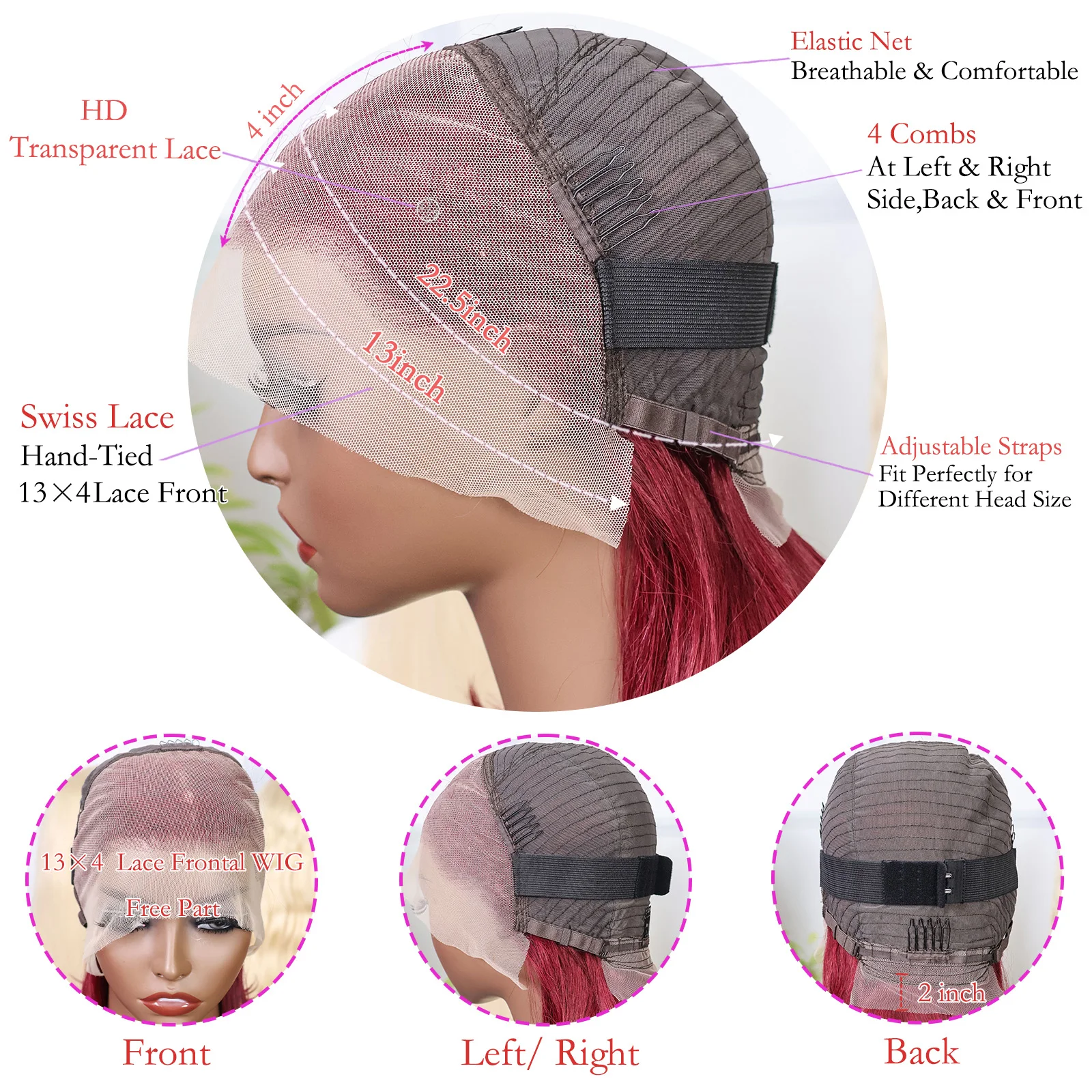 99J Bordeaux 13x4 Bob Recht Pre Geplukt Menselijk Haar Pruiken Korte Braziliaanse Menselijk Haar Pruiken 200% Transparant Kant menselijk Haar Pruik