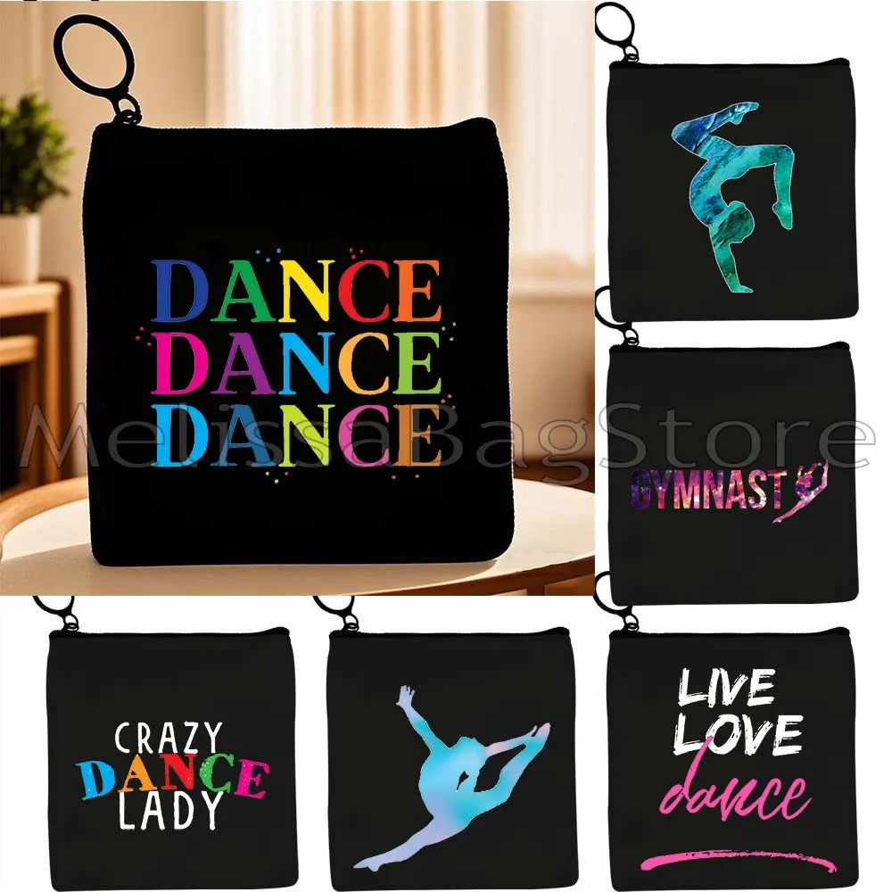 Gymnast Yoga Dance Collage Ballet Dancer Cute Gifts Gymnastics Girl Girly Silhouette Canvas Coin Purse Custom Key Case Cloth Bag