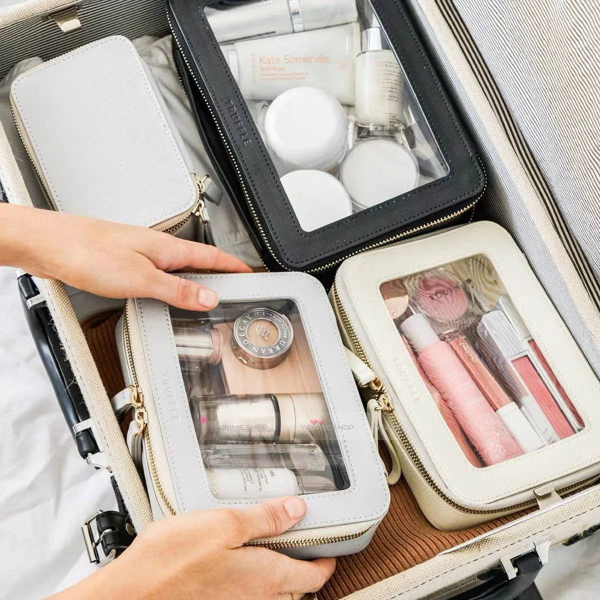 屋外ポータブル防水化粧品バッグ新しいシンプルな旅行防塵化粧品バッグ透明トイレタリーバッグ