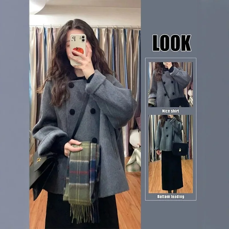 The New Winter Grey Woolen Coat for Women Is Unique and Super Beautiful. It's A Thick Short Fashionable and Simple Women's Wear