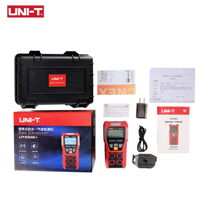 UNI-T 4 in 1 Gas Detector UT334E+ O2 CO H2S Combustible Gases Monitor Leakage Detector Air Quality Tester