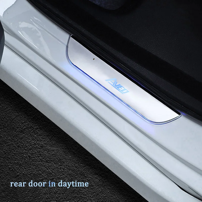 Car Footstep Scuff Plate For Chevrolet Aveo 2010-2022 LED Flashing Welcome Pedal Door Sill Guard Pathway Treshold Light