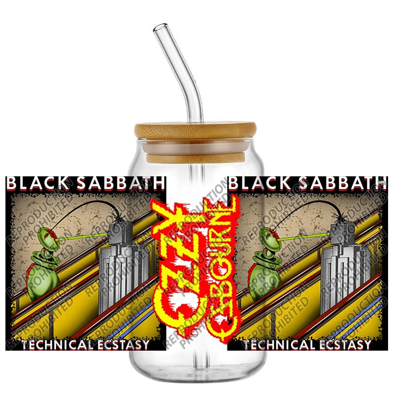 Vintage Heavy Metal Cross Art UV DTF Cup Transfer Sticker Rock Music Style Decal For Libbey Glass Can Tumbler DIY Decal - view 3