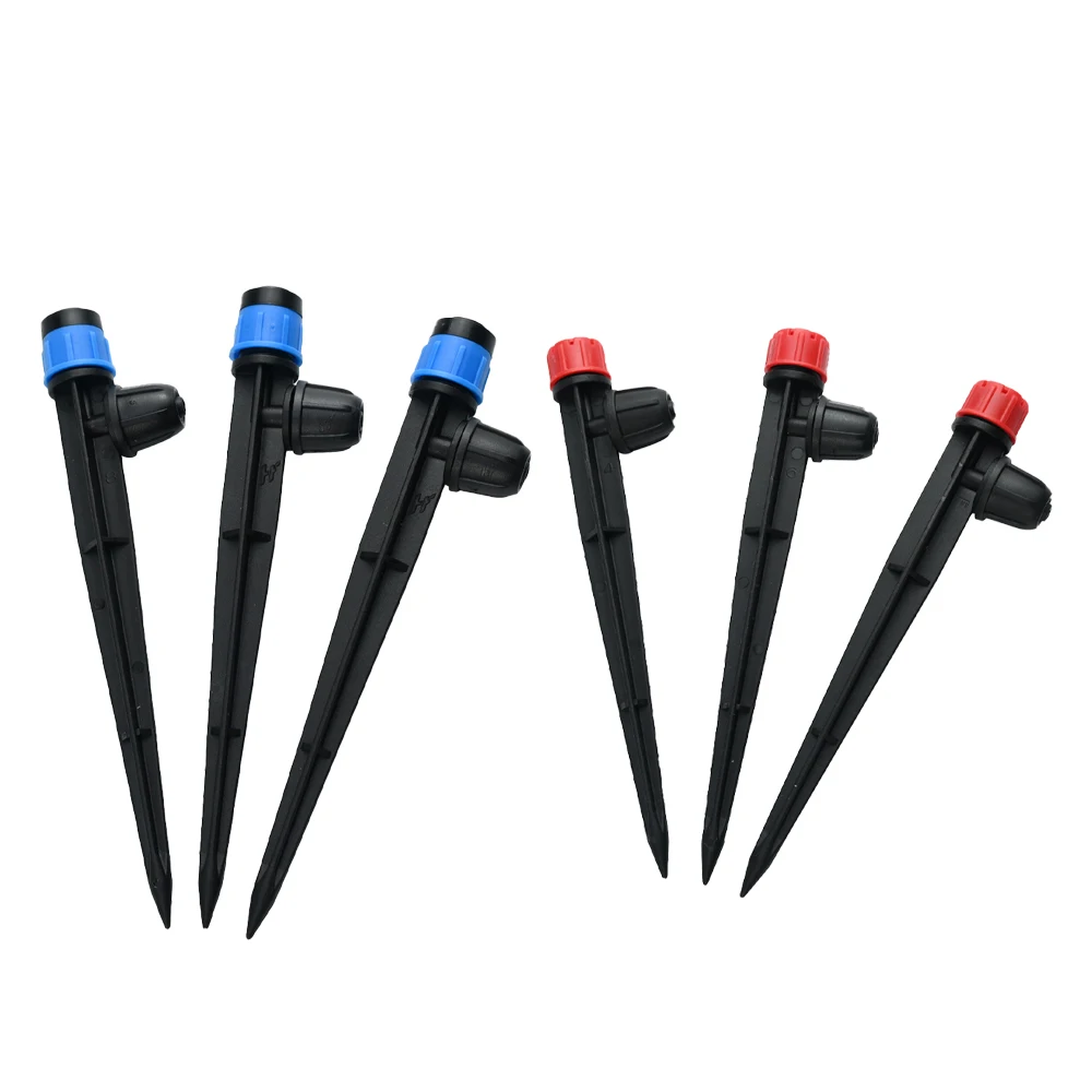 10 Pack Adjustable Drip Irrigation Bubbler Stakes 13mm Lock-Barb Micro Spray Emitters for Garden Greenhouse