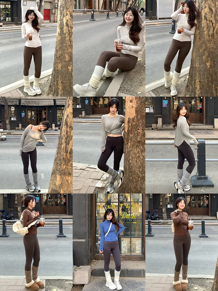 رائجة البيع الخريف الشتاء الرياضة طماق سميكة الدافئة رياضة اليوغا السراويل النساء عالية الخصر الجوارب سراويل رياضية تشغيل السراويل #3