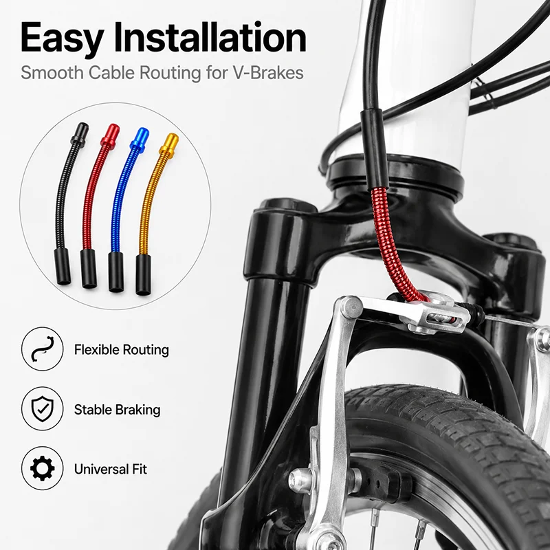 1/2PCS Flexible Bicycle V-Brake Cable Noodle 91.7mm Aluminum Alloy Brake Cable Guide Tube for MTB Road Folding Bike