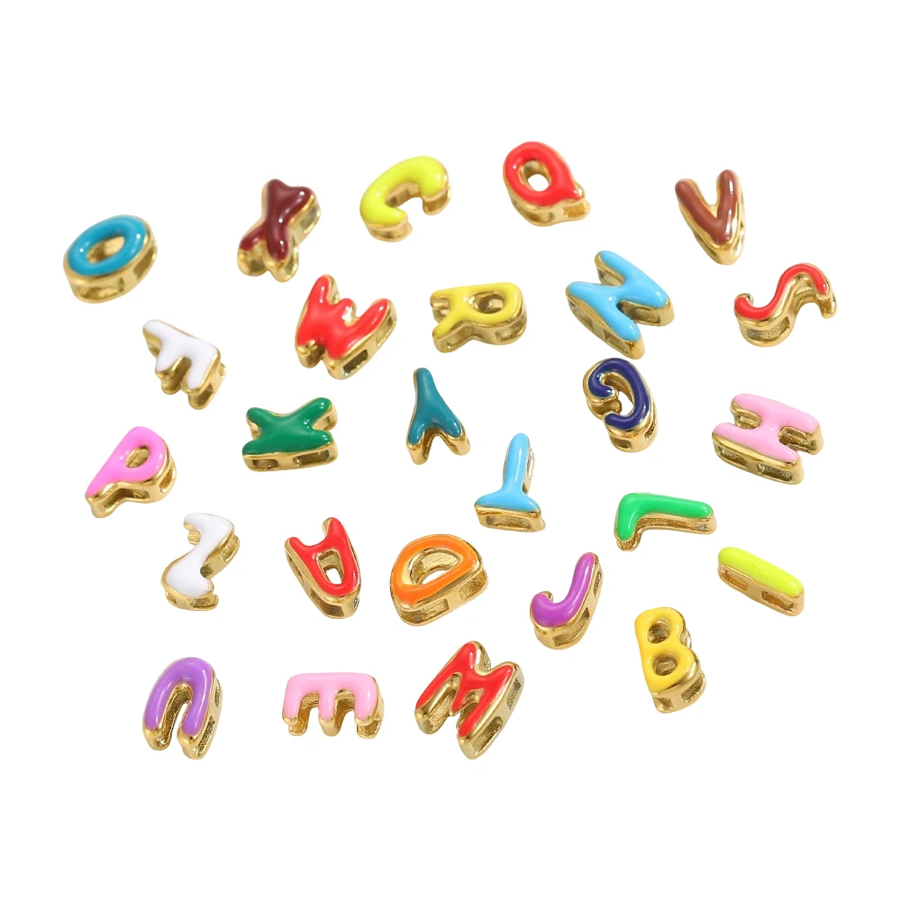 CARLIDANA Edelstahl Vergoldete Bunte Emaille-Buchstaben Alphabet Initialen-Anhänger DIY Buchstaben-Zubehör Schmuck – Detail 3