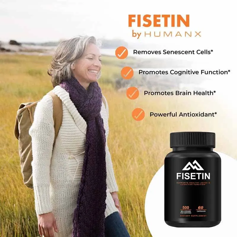 Fisetin 500mg -98% Pure Fisetin Supplement - Contains Lutein, Quercetin) Non GMO 60 Fisetin Vegetarian Capsules