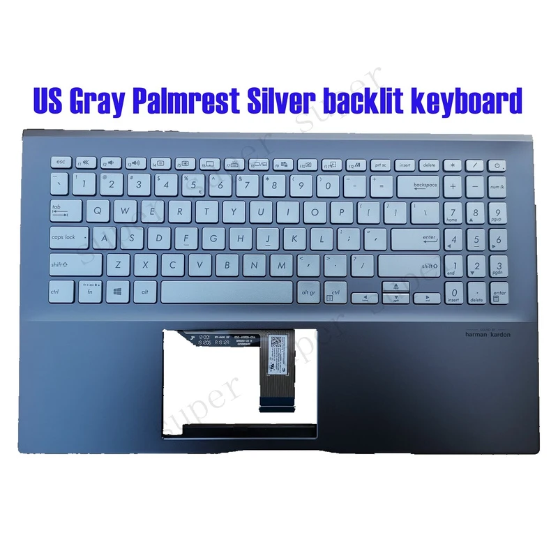 

SSS+ US Gray Palmrest Silver backlit keyboard for ASUS S531F S531FA X531F X531FA