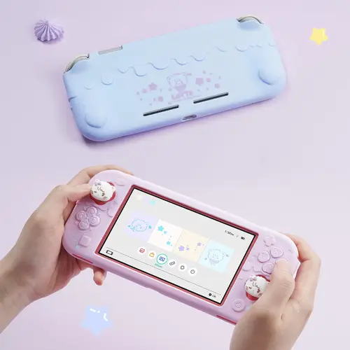 GeekShare Mikko Carcasa protectora de silicona compatible con Switch Lite, funda de helado suave y dulce con 2 tapas de agarre para pulgar