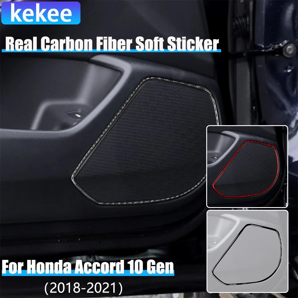 

Real Carbon Fiber Car Accessories Door Speaker Frame Decorative Cover Soft Sticker For Honda Accord 10th Gen 2018 2019 2020 2021