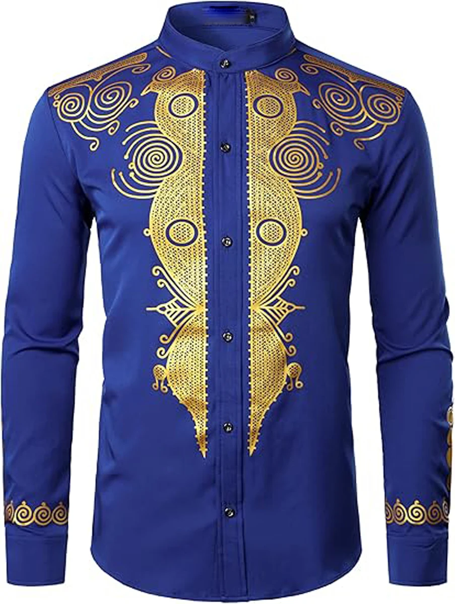 

Men's New Simple Ethnic Style 3D Printed Shirt Hawaii Beach Leisure Vacation Long-sleeved Lapel Light Business Clothes for Men