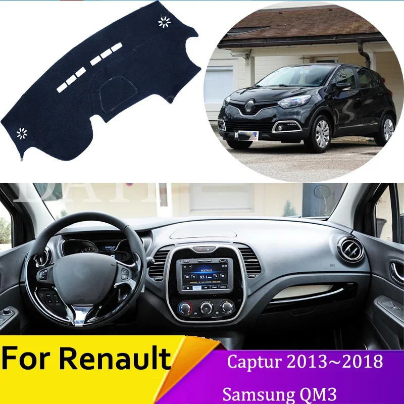 

Защитная накладка на приборную панель автомобиля для Captur 2013 ~ 2018 Samsung QM3, внутренняя защита от солнца, противоскользящие автомобильные аксессуары 2014 2015 2016 2017