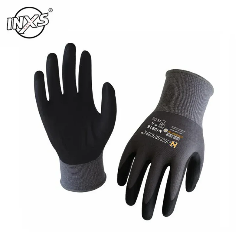 

5 Pairs Nylon PU Nitrile Safety Coating Work Gloves Palm Coated Gloves Mechanic Working Gloves M/L