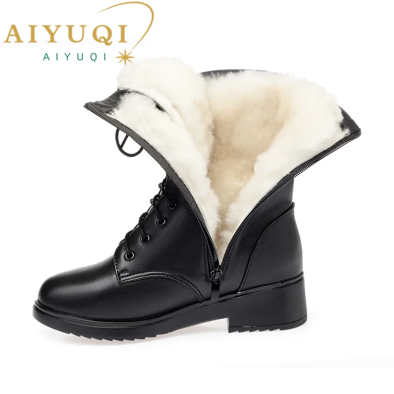 AIYUQI Women's Winter Shoes Genuine Leather Boots Women Large size 41 42 43 Casual Ankle Boots Non-slip Women Snow Boots