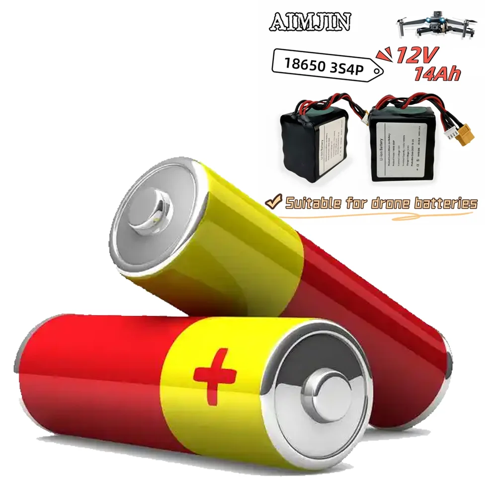 High Capacity UAV Battery 18650 3S4P 12V 14Ah Rechargeable Li-ion Battery Pack for Various RC Airplane Quadrotor XH2.54-4P XT60