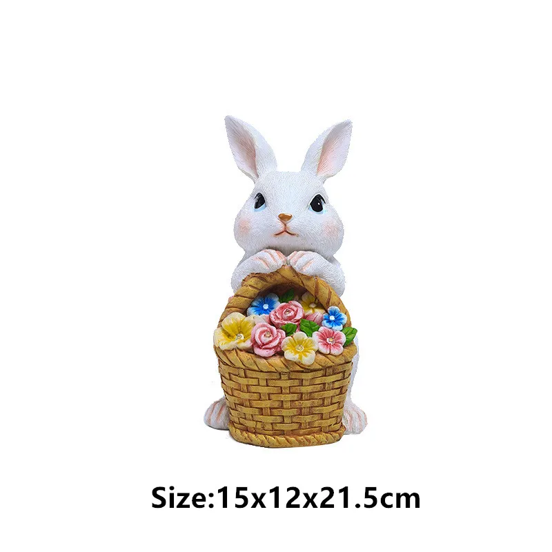 

Creative simulation solar rabbit basket decorative ornaments home decoration garden courtyard resin crafts set