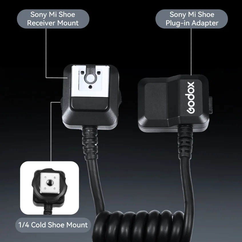 Godox kabel ekstensi Audio sepatu Multi antarmuka GAC-IC13 dengan dudukan Cold Shoe 1/4 koneksi Sony Mi Shoe untuk kamera Sony