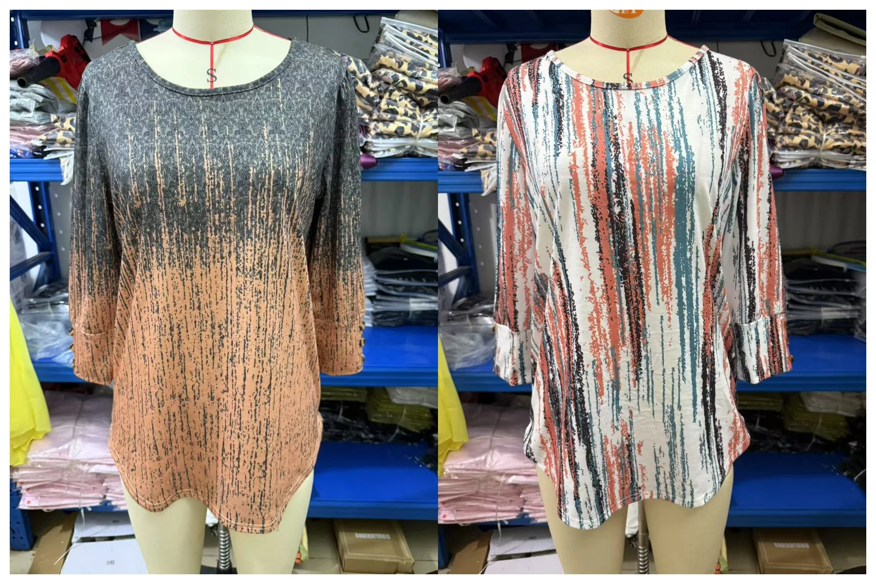 Kaos Wanita Musim Panas 2025 Terlaris, Kerah O, Lengan 7/8, Kancing, Atasan Kasual, Simpel dan Serbaguna, Kaos Dasar