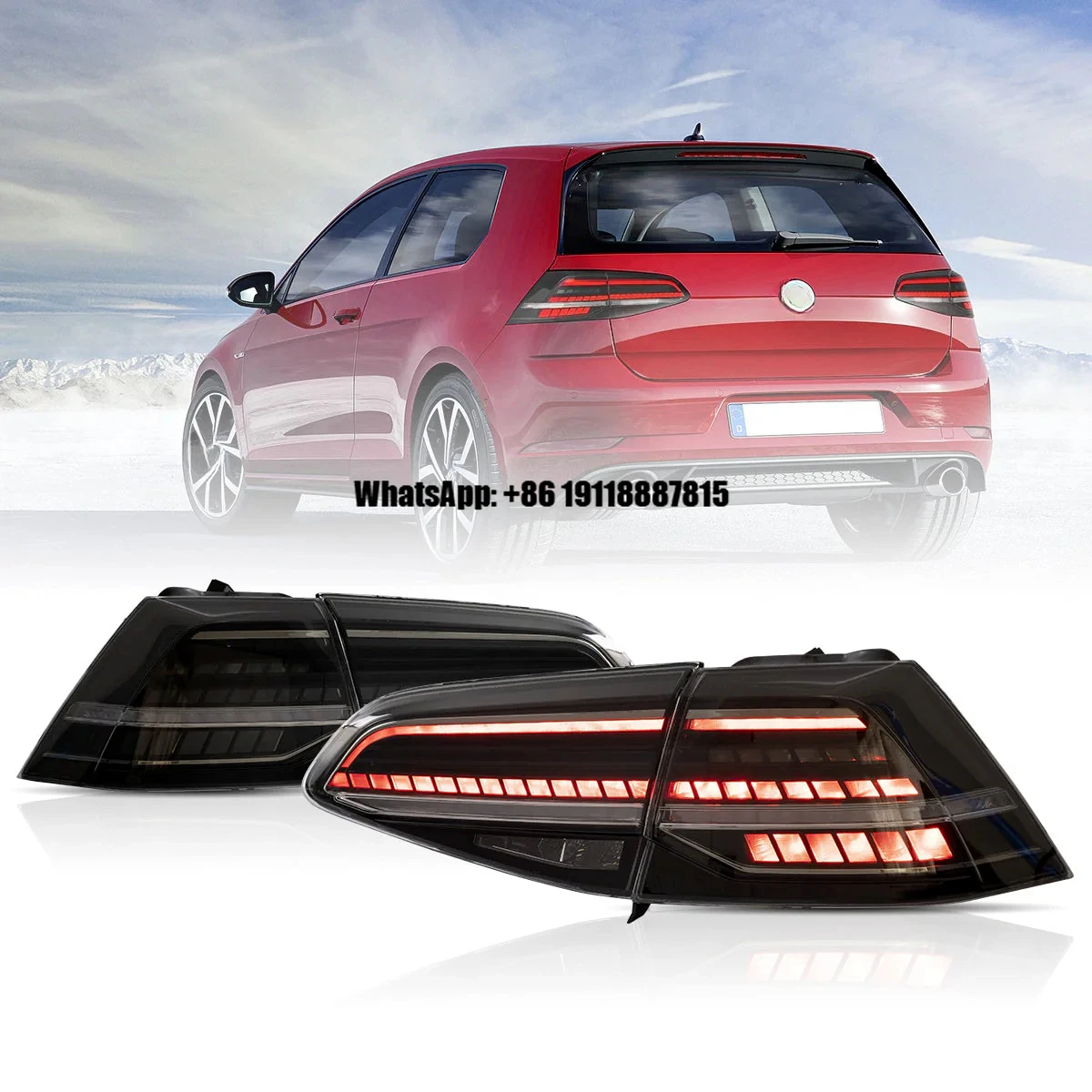 

Задние светодиодные фонари VLAND для Golf 7/7.5 2014-2020, 12В/24В, прозрачные линзы с опцией дымчато-красного цвета