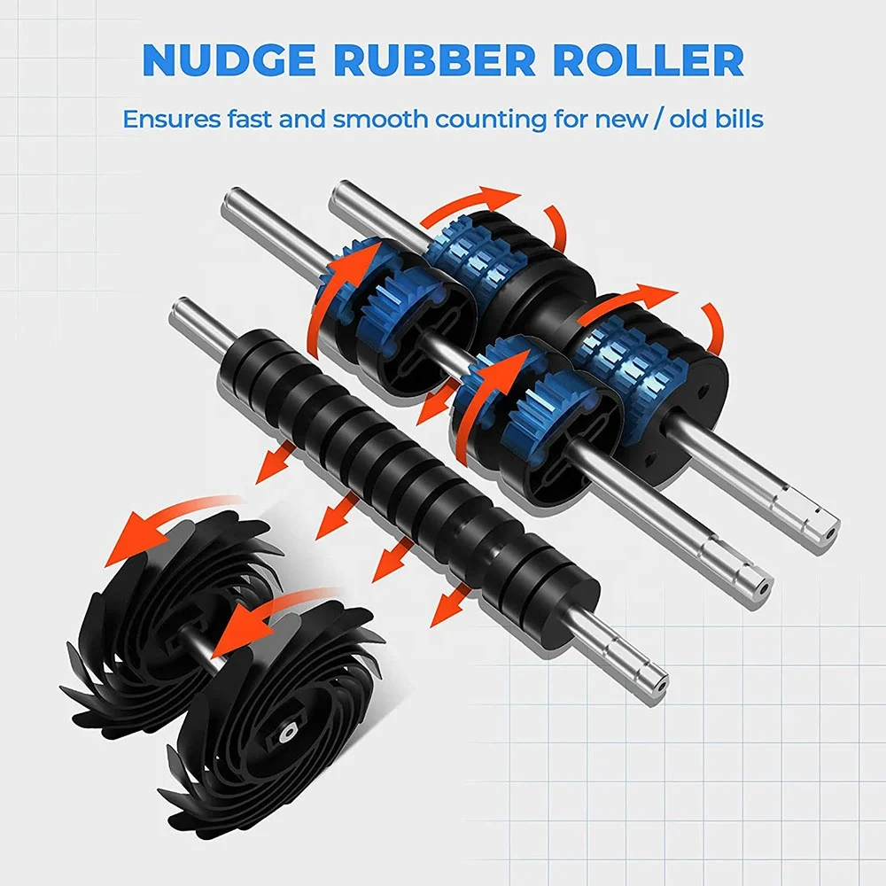 v Ce Rohs-Zulassung, tragbare Rechnungszählermaschine, Banknotensortierer mit zwei Taschen, Rechnungszähler für mehrere Währungen, gemischte Bargeldzählung