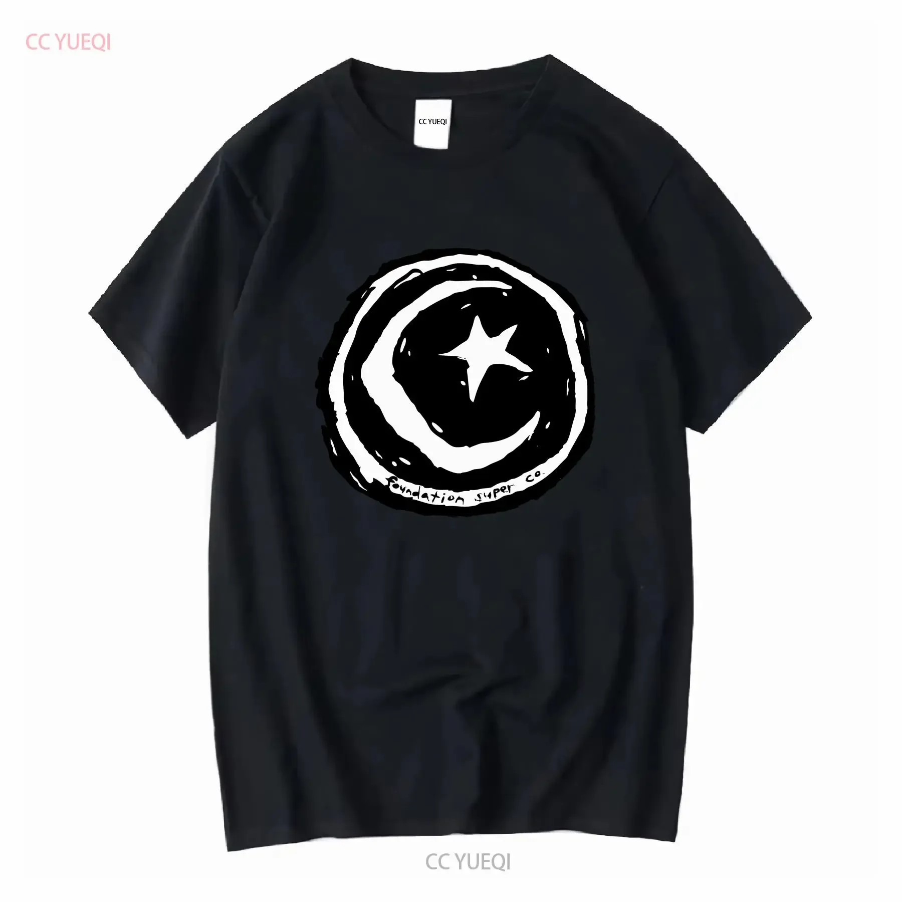 Foundation Skateboard T Shirt Star Moon Brown vintage Washed graphic Breathable Slightly Stylish Stretched Unisex Versatile