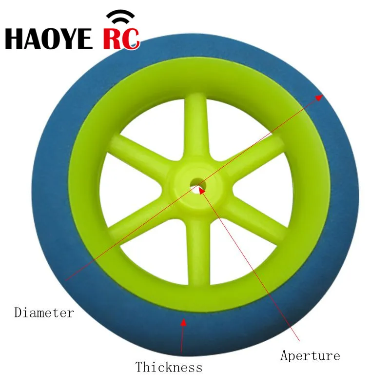 Haoye 10Pcs/Lot  6-Spoke Wheels Sponge Tire Color Blue Super Light Foam Wheels Dia30-50mm For RC Aircraft Model Accessories