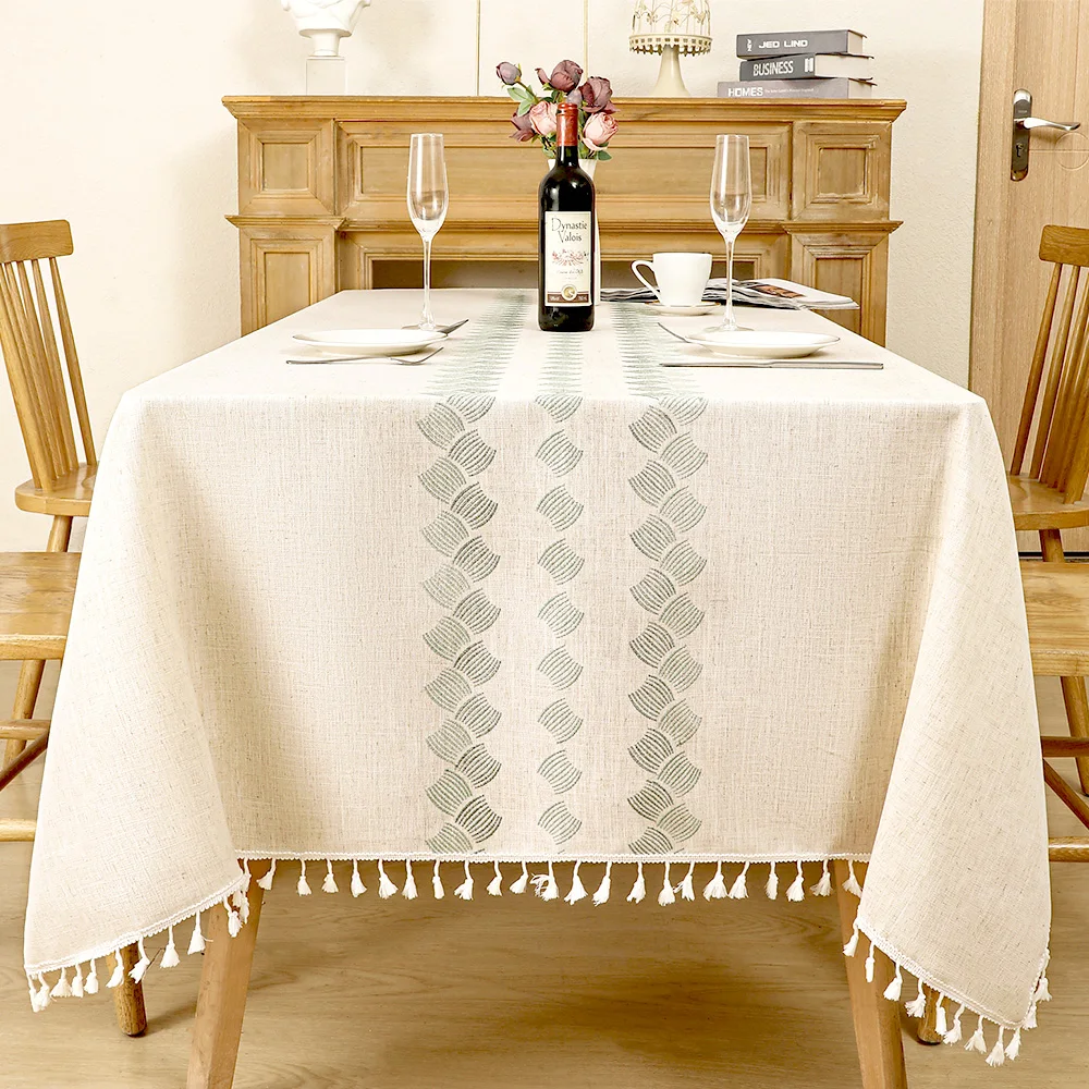 Table Cloth Rectangle Table Washable Wrinkle Free Waterproof Table Cover Simple Texture, table protector