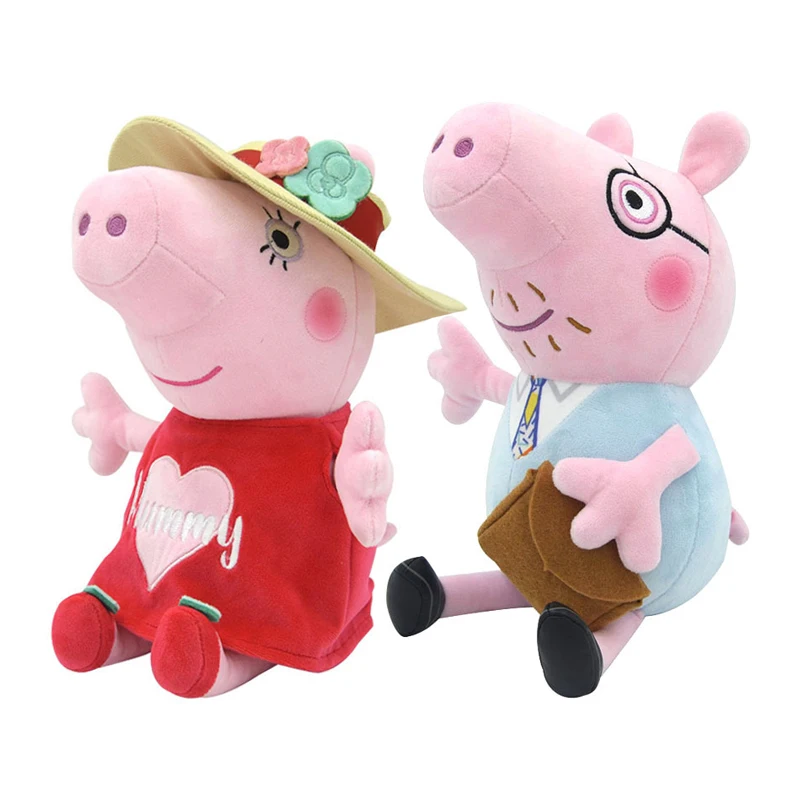 Super Cool Dad Mom Peppa Pig Plush Toy George Cartoon Plush Stuffed Doll Gift Toy Pig Home Room Decoration Holiday Kids Gift Toy