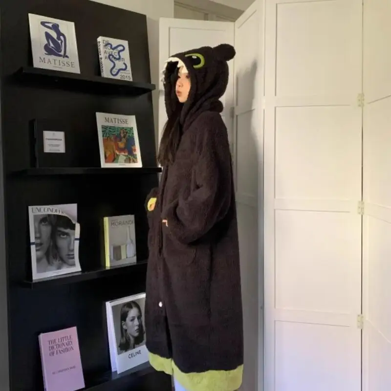 الكبار Kigurumi بلا أسنان التنين نيسيي منامة تأثيري حلي الجلباب أنيمي ثوب النوم هالوين الكرتون ملابس خاصة النعال