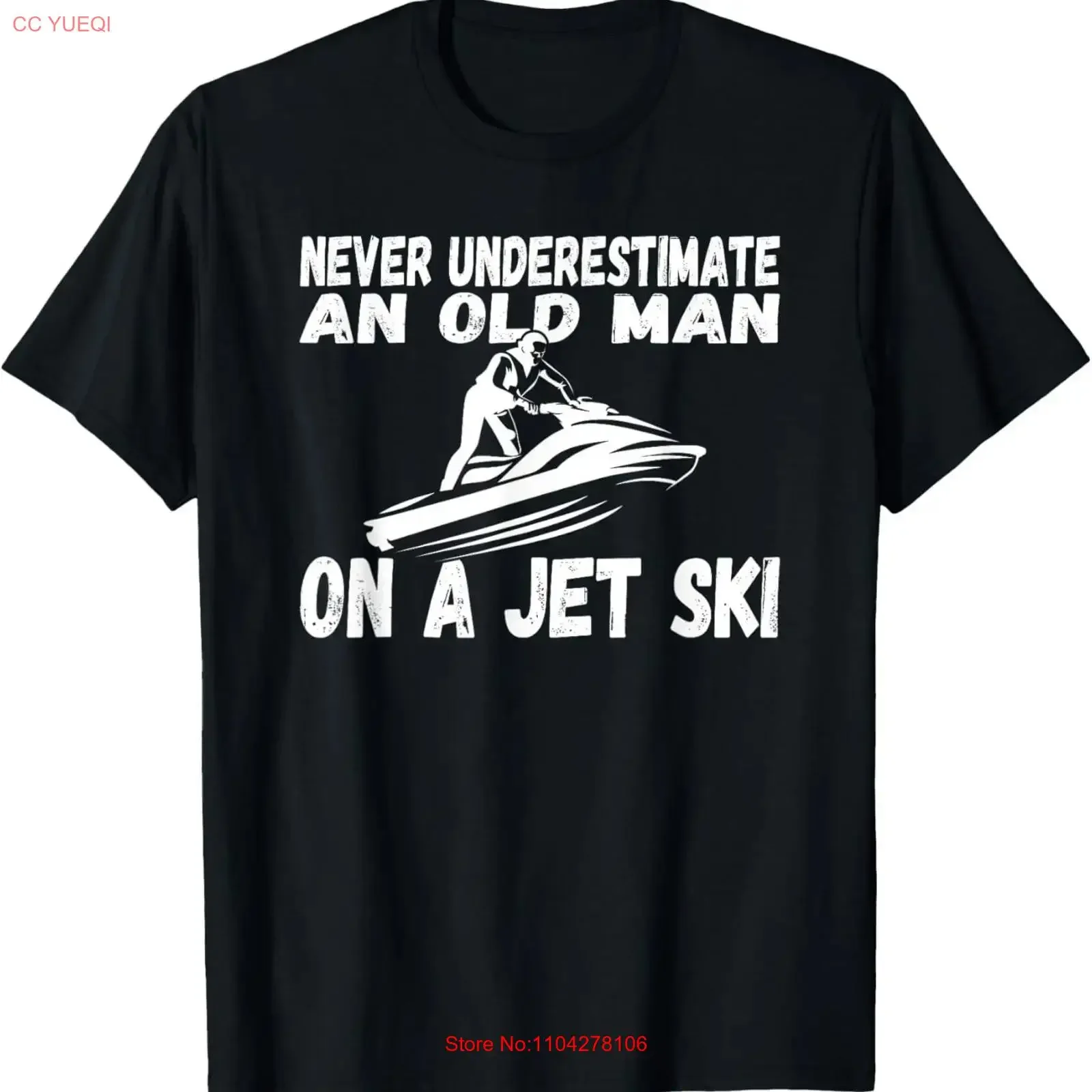 Never Underestimate an old man on a Jet ski T Shirt vintage Washed Breathable Top For Everyday Wear streetwear Slightly