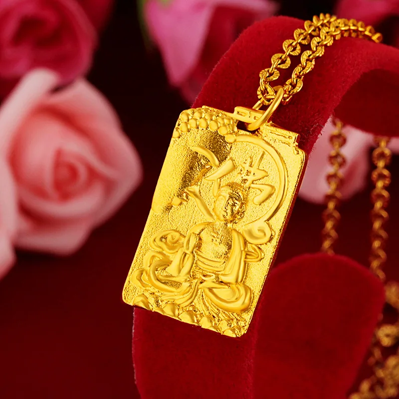 Simple Generous Buddha Pendant Necklace For Men 24K Gold AU999 | Daily versatile, suitable for commute & outings