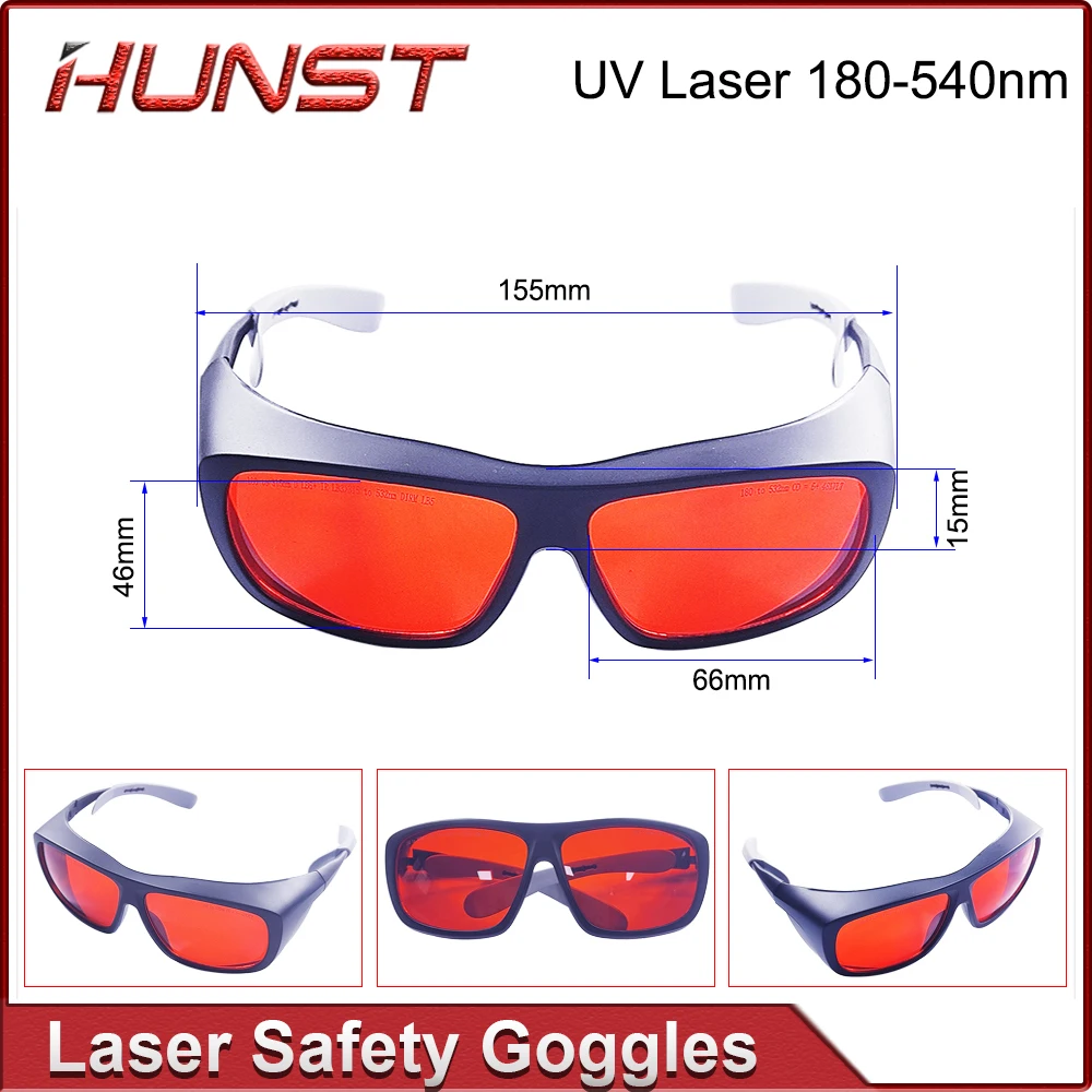 HUNST 355 & 532nm Laser Goggles Medium Size Protective Glasses Shield Protection for UV & Green Laser Safety Goggles.