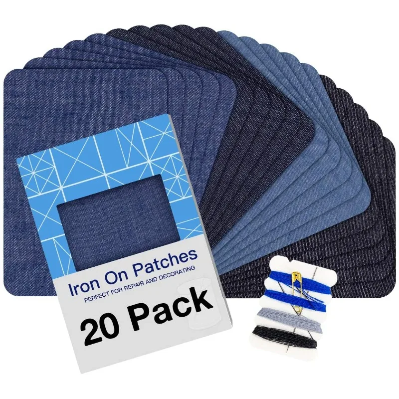 20 Stück Stoff-Aufnäher zum Aufbügeln, Applikationen, Ellenbogenflicken, Reparaturhosen für Jean-Kleidung und Jeanshosen, Bekleidung