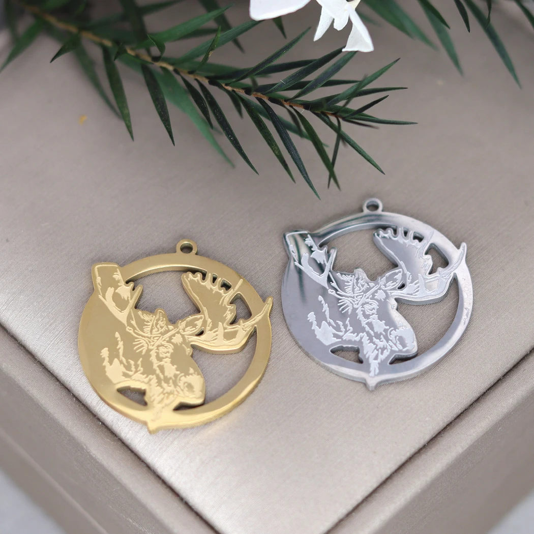 2pcs High-quality Cute Antler Reindeer Deer Fawn Charms Pendants For Jewelry Making Findings DIY Necklace Bracelet Accessories