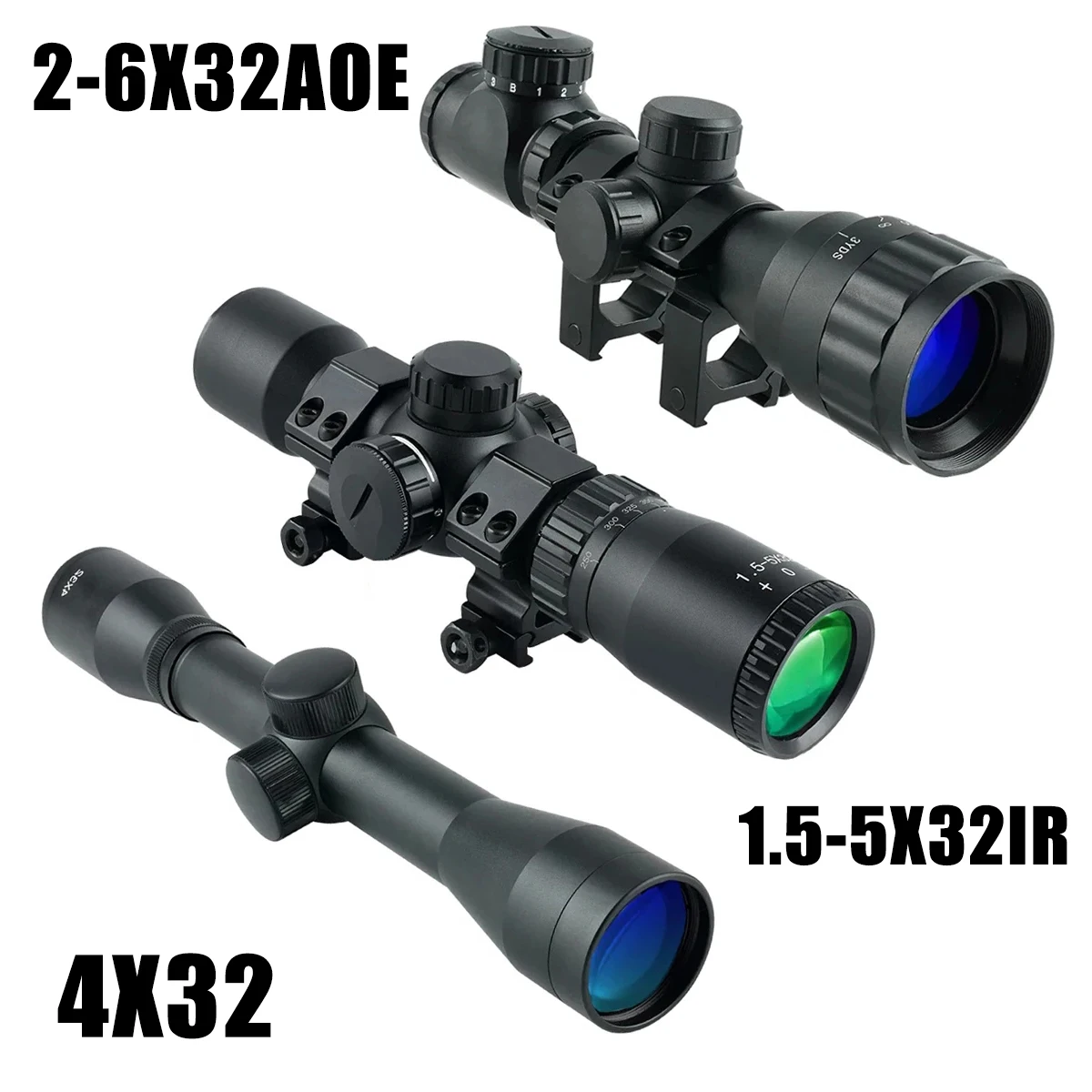 2-6X32AOE Crossbow Short Scopes 4x32 1.5-5x32IR Optical Sight Reflex Airsoft Sight Hunting Shooting for Tactical Accessories