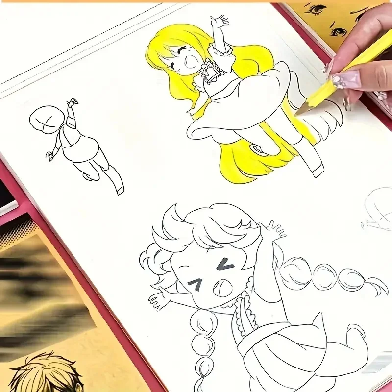 1pc Anime Character Line Art Drawing Book for Beginners - 48 Pages of Simple Hand-Drawn Outlines for Tracing & Practice Painting image 6