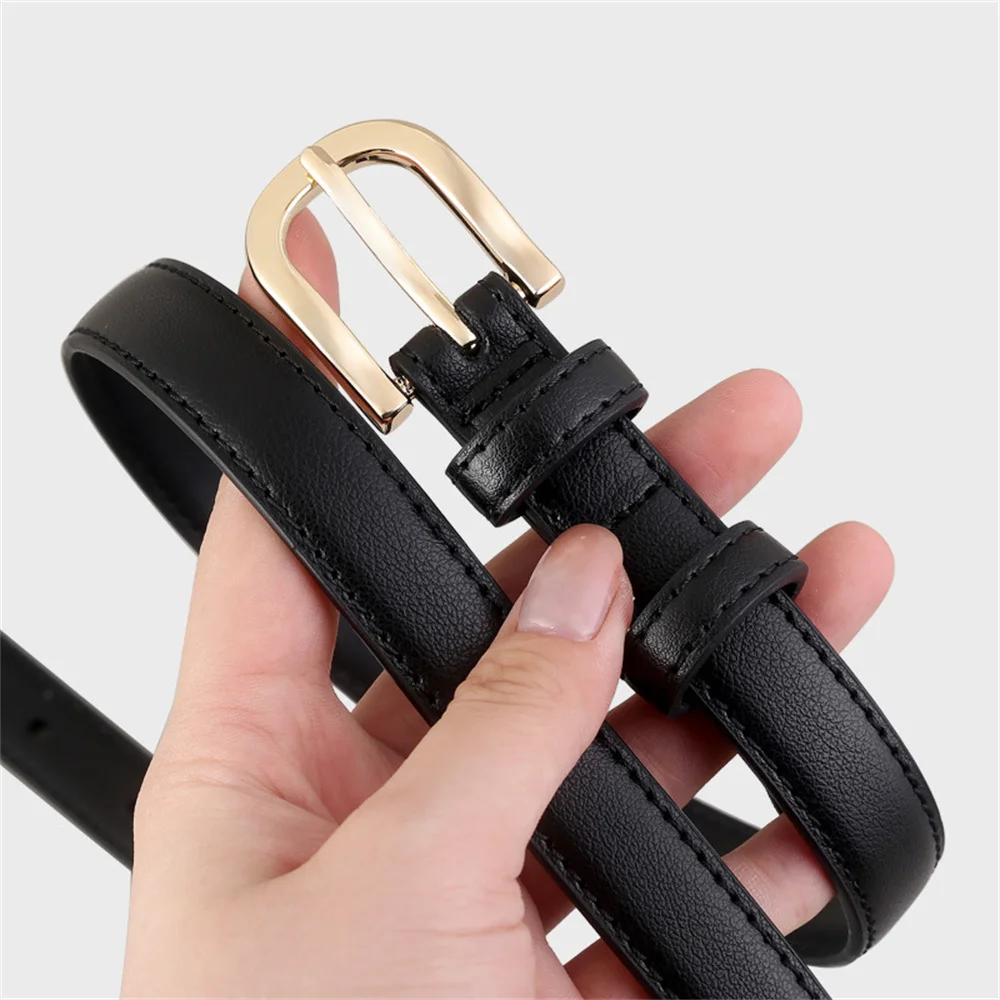 

Trend Belts for Women Gold Color Buckle Pin Adjustable Genuine Leather Belt Korean Slim Waistbelt Accessories Ladies Gifts