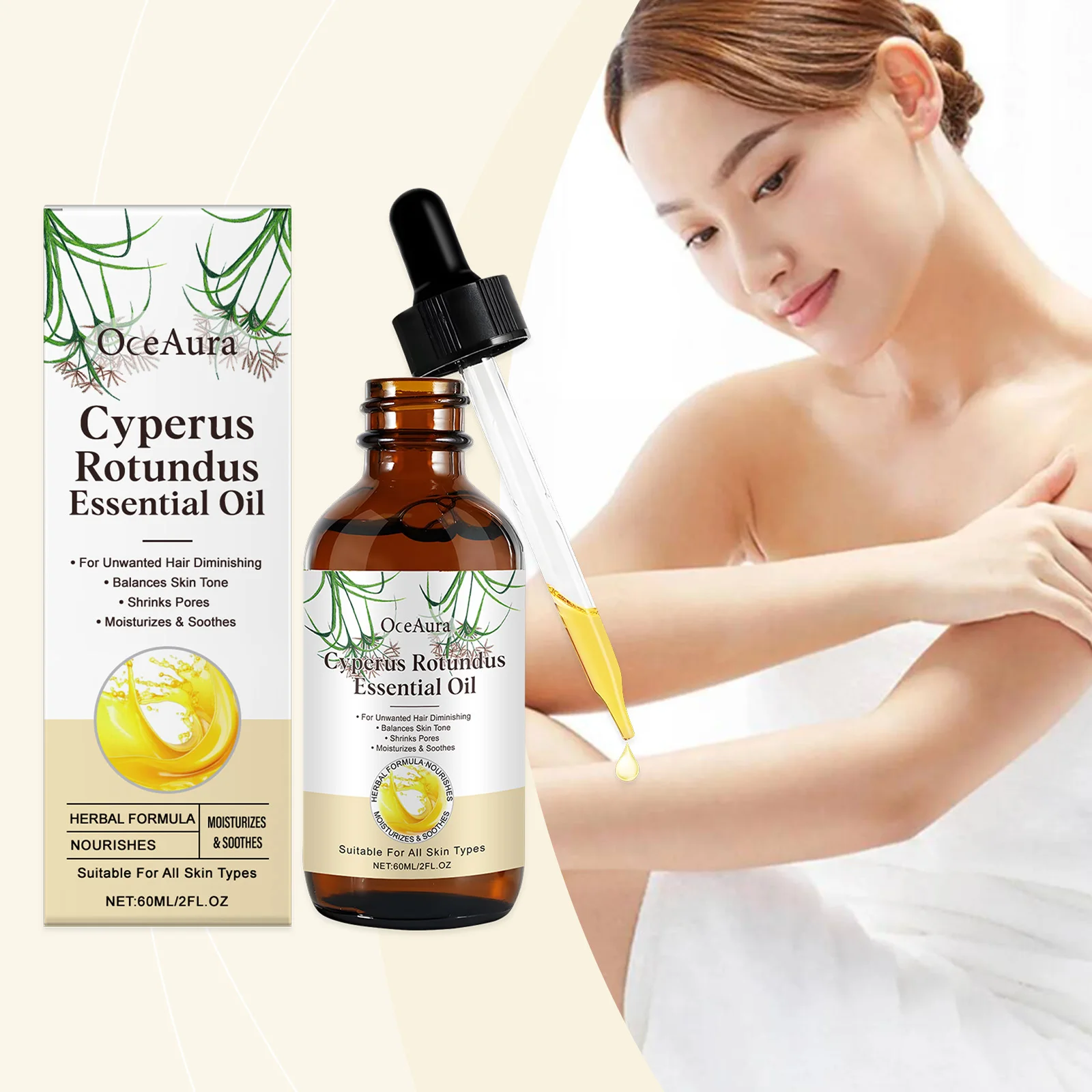 

Herbal Hair Removal Oil Gentle Care for Hair Removal Cleanses Hair Smooths Skin Refreshing Lightweight Supports Skin Comfort