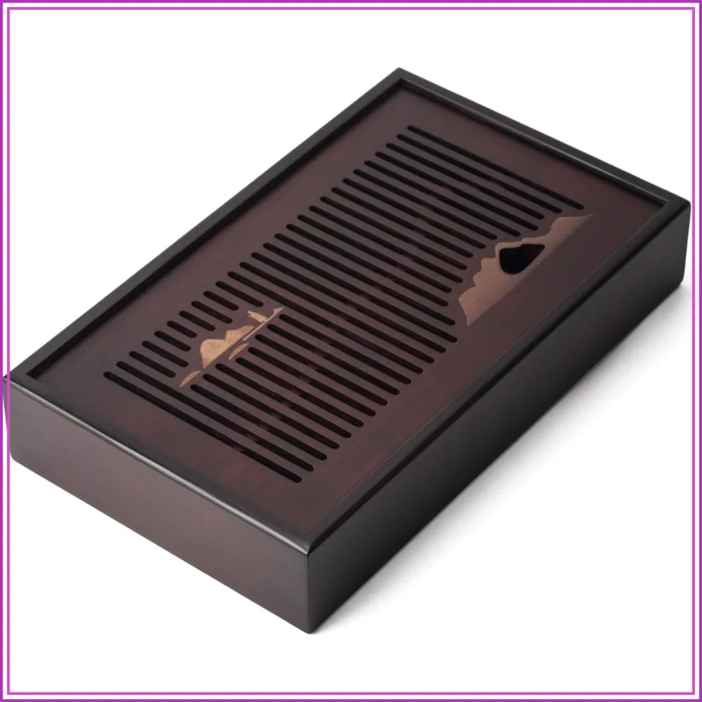 

Bamboo Tea Tray Chinese Kungfu Serving Tray with Water Storage 11.8 Inch
