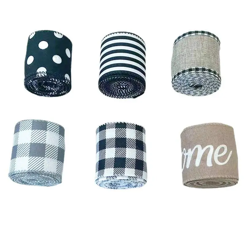 conjunto-de-rolos-de-fita-de-algodao-xadrez-de-natal-xadrez-preto-e-branco-xadrez-preto-e-cinza-poa-listrado-xadrez-com