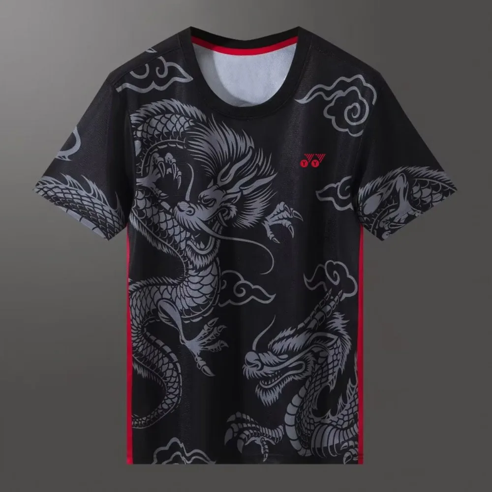 Nueva camiseta Yonex para hombre, camiseta de marca de bádminton, traje informal deportivo, camisa de ajuste seco, pantalón corto para correr al aire libre y ciclismo, manga