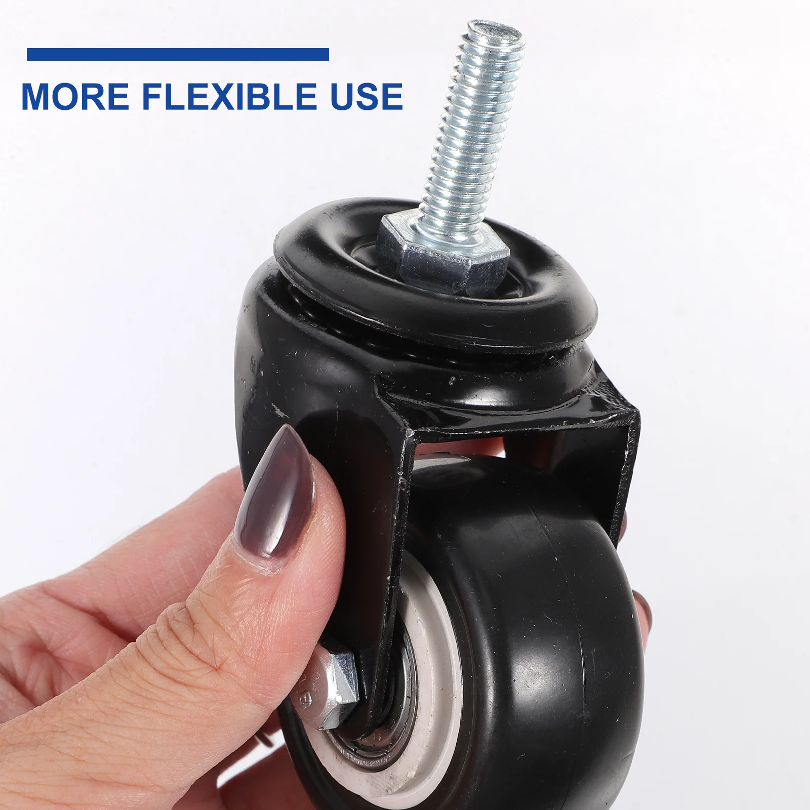 4個のスイベルキャスターホイール360-°-回転式m8ネジヘビーデューティーpuローラー厚鋼ブラケット（オフィスチェア、コンピューターデスク用）