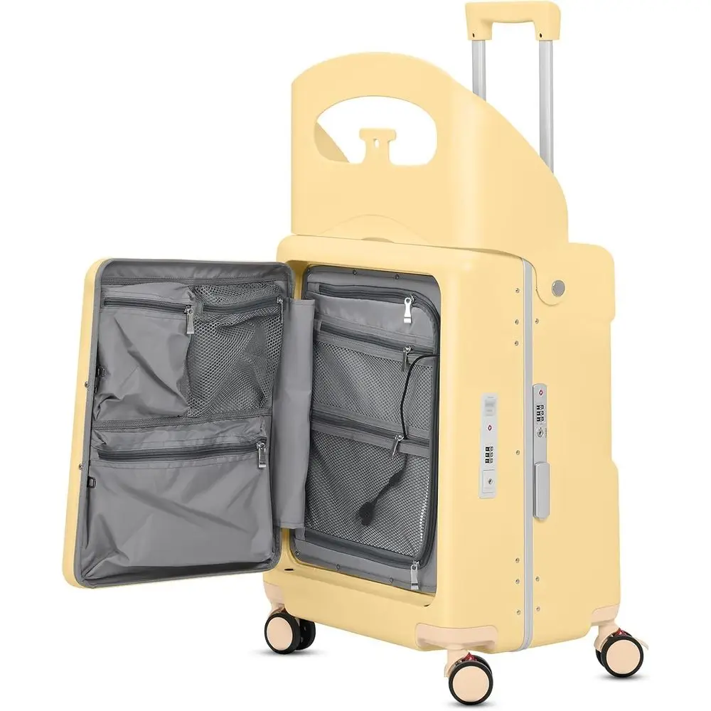 

20 Lightweight Hardside Spinner Suitcase with Front Access, TSA Lock, for Kids & Adults (Yellow)
