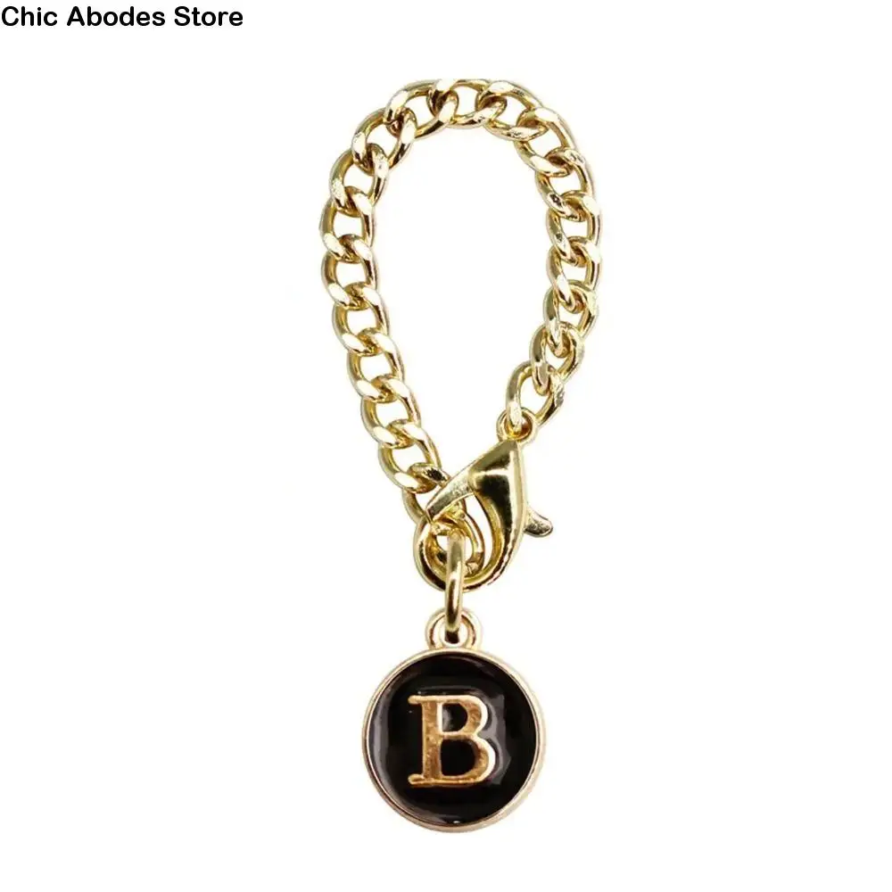 

White/Black Letter Charm for Cup Initial Name Personalized Water Cup Handle Chain Hanging with Buckle Handle Charm Keychain