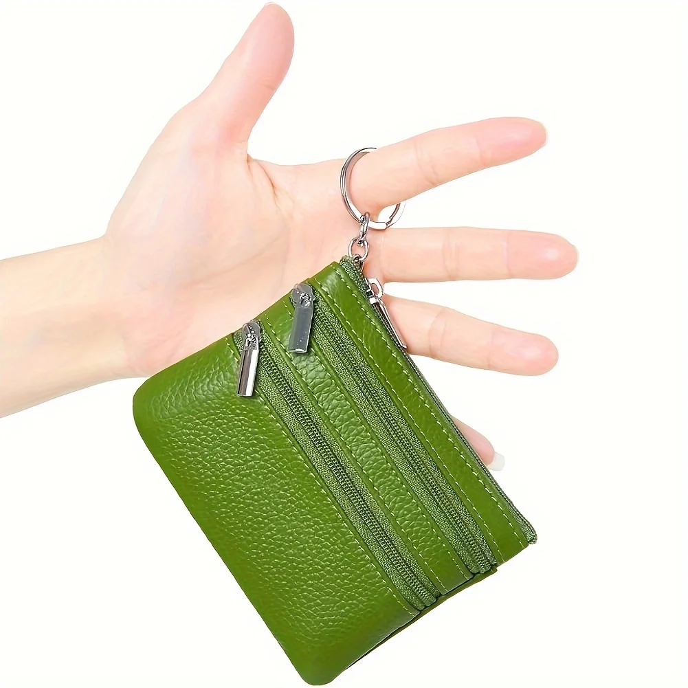 

Top Layer Cowhide Cute Genuine Leather Small Coin Purse, Mini Wallet for Coins Cash, Exquisite Zipper Change Purse for Women