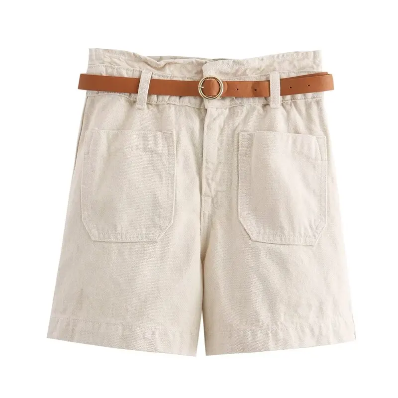 صيف 2024 جينز نسائي فضفاض متعدد الاستخدامات بحزام مستقيم الساق جاهز عالي الخصر سراويل غير رسمية Sli