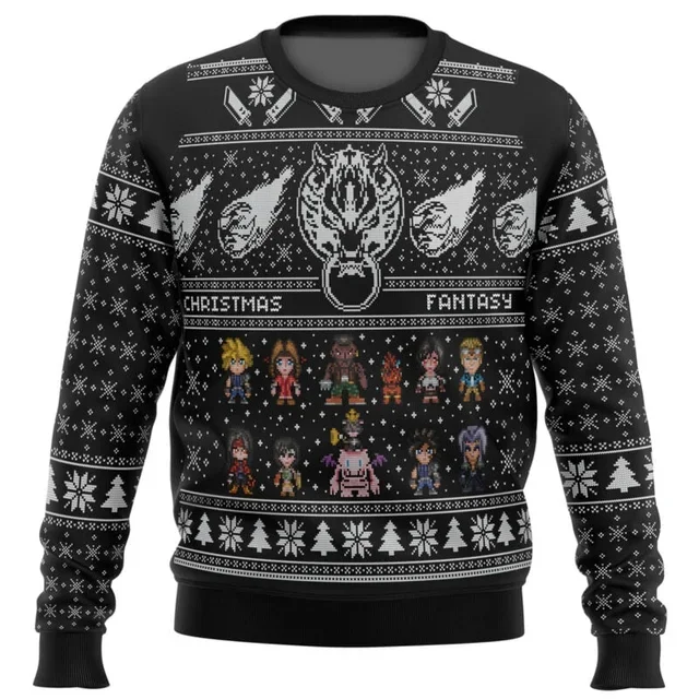 New Autumn and Winter Final Fantasy Ugly Christmas Cartoon Anime Men's Pullover Fashionable Couple Round Neck Sweatshir